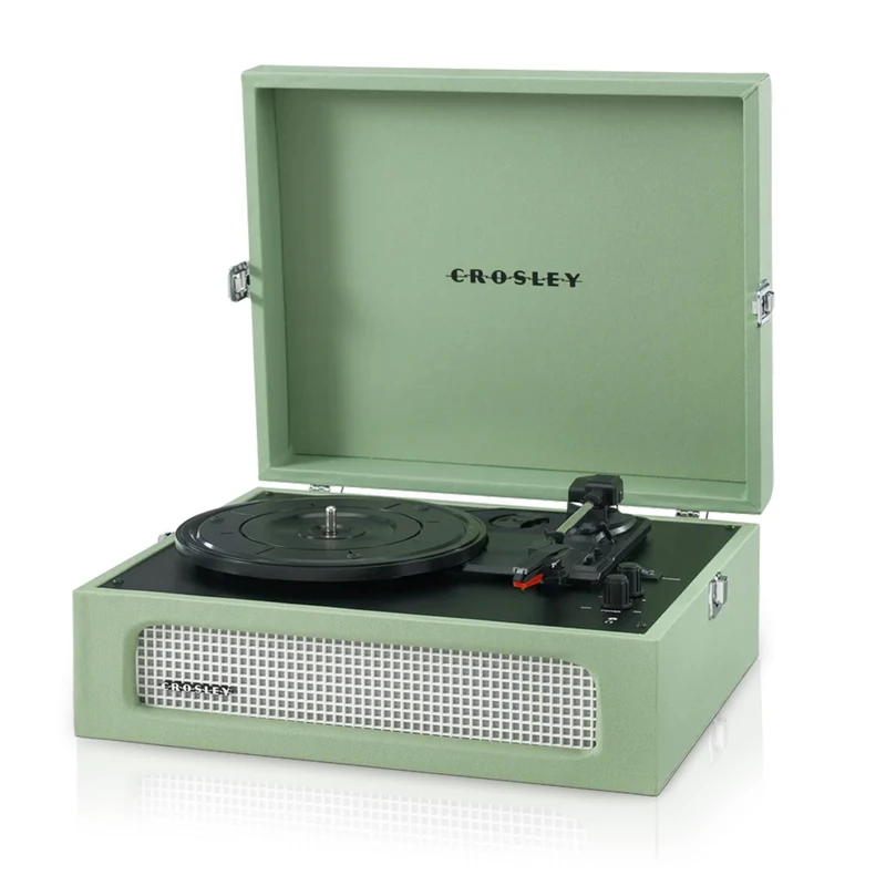 Crosley Voyager Portable Turntable - Bluetooth Record Player, 3-Speed Suitcase Vinyl Player, Home Turntables for Vinyl Records, Built in Stereo Speakers & Bluetooth Receiver, AUX Input, Sage