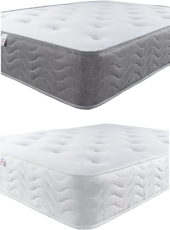 Aspire Beds 10" Deep 2 Layer Quad Comfort Natural Eco Fillings & AC Aspire-Cool Touch Tufted Sleep Surface Hybrid 1000 Pocket Spung Ultimate Mattress, White Border, Shorty (2ft6 x 5ft9)