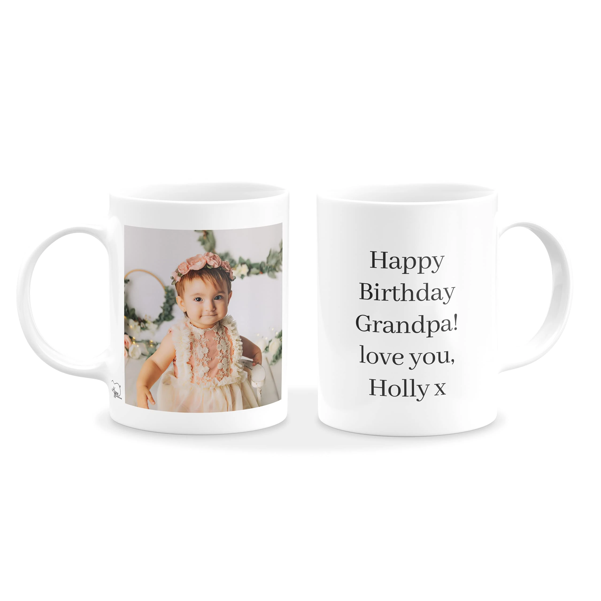 Hippowarehouse Personalised Mug for Him for HerText Photo Printed Collage Design Logo Customised Gift Cup 10oz Various Options Mothers Fathers Day Coffee Cup Kitchenware Mum Dad Friends Funny