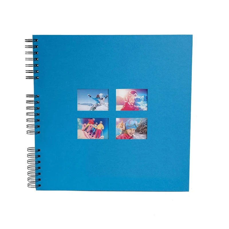 Exacompta - Ref 15115E - MILANO Spiralbound Photo Album (60 Pages) -32 x 32cmin Size, Holds 360 Photos, 250gsm Black Card Pages, FSC-Certified - Blue Textile Cover