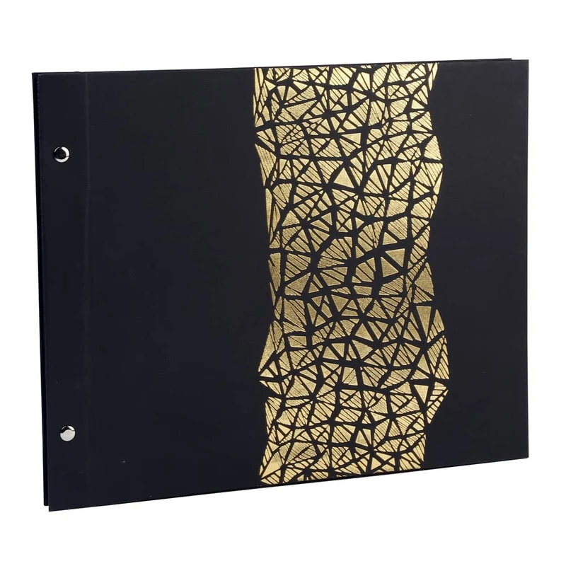 Exacompta - Ref 16985E - Aramy Spiralbound Photo Album - 370 x 290mm in Size, 40 Black Pages, Holds Approximately 160 Photos - Gold Marking Embossed Cover