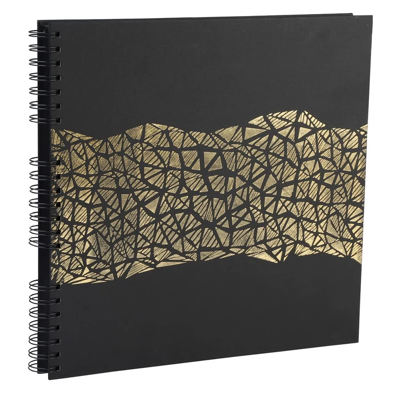 Exacompta - Ref 16981E - Aramy Spiralbound Photo Album - 320 x 320mm in Size, 60 Black Pages, Holds Approximately 360 Photos - Gold Marking Embossed Cover - Image 1