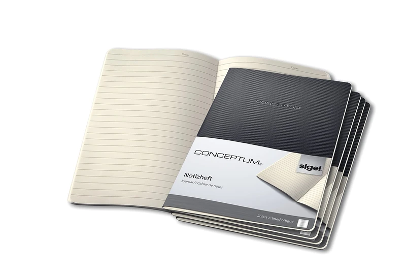 Sigel Conceptum CO861 Pack of 5 Lined Journals - A4 Black