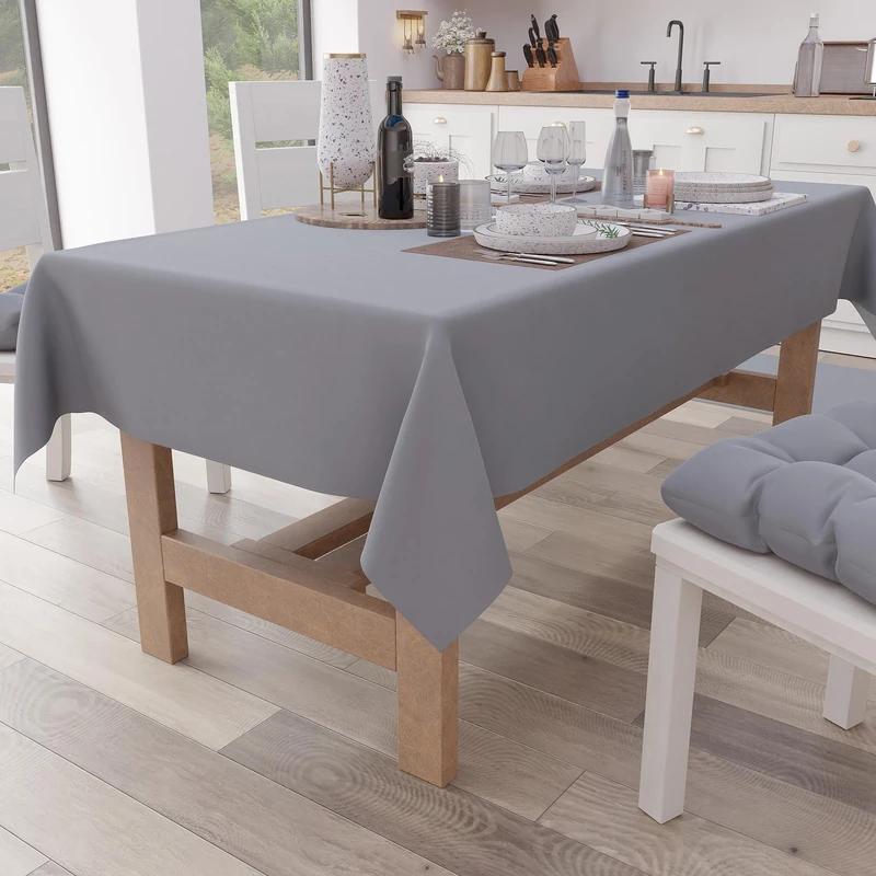 PETTI Artigiani Italiani - Rectangular Tablecloth, Elegant Tablecloth, Plain Cotton Tablecloth, Kitchen Table Cover, Grey Tablecloth X24 Seater (140 x 450 cm), 100% Made in Italy