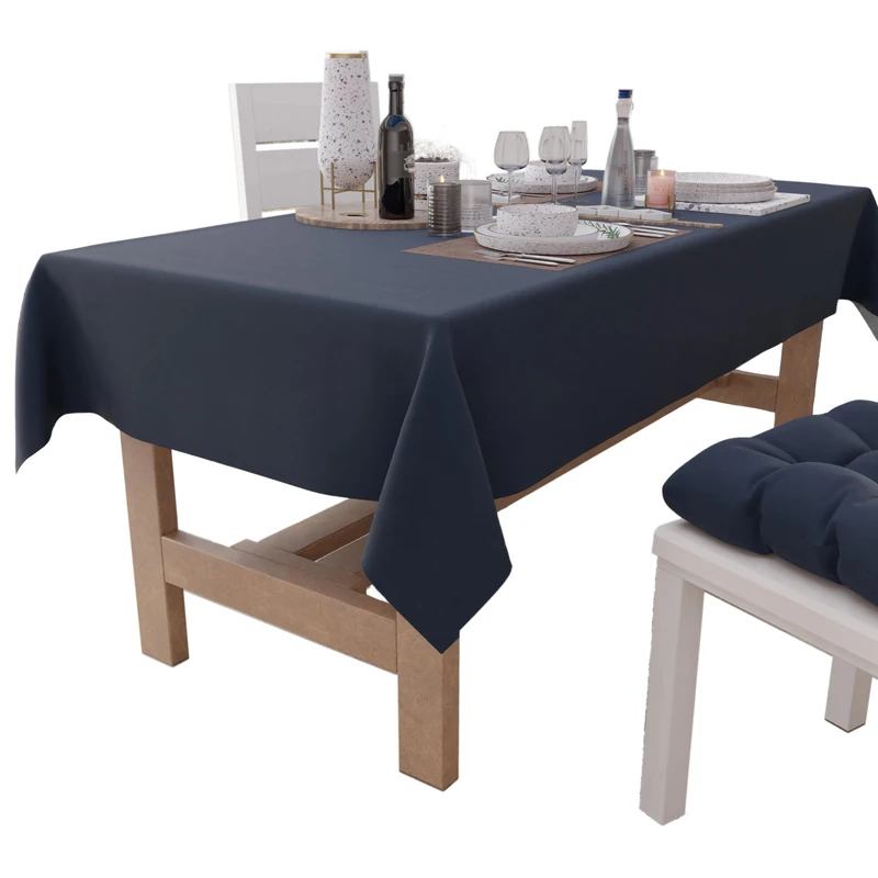 PETTI Artigiani Italiani - Rectangular Tablecloth, Elegant Tablecloth, Plain Cotton Tablecloth, Kitchen Table Cover, Blue Tablecloth X24 Seater (140 x 450 cm), 100% Made in Italy