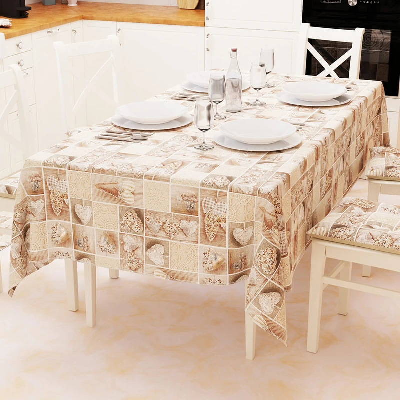 PETTI Artigiani Italiani - Table Cloth, Table Cloth, Kitchen Tablecloth in Cotton Design Lidia Beige X24 Seats (140 x 450 cm) 100% Made in Italy