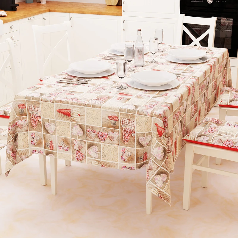 PETTI Artigiani Italiani - Table Cloth, Table Cloth, Kitchen Tablecloth in Cotton Design Lidia Red X24 Seats (140 x 450 cm) 100% Made in Italy