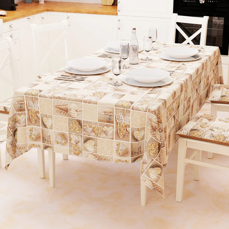PETTI Artigiani Italiani - Table Cloth, Table Cloth, Kitchen Tablecloth in Cotton Design Lidia Brown X24 Seats (140 x 450 cm) 100% Made in Italy