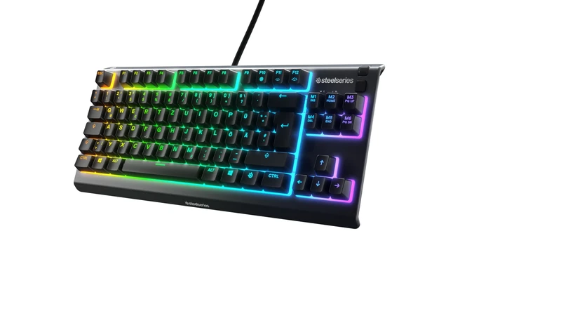 SteelSeries Apex 3 TKL - Gaming Keyboard - Tenkeyless Compact Form Factor - Silent Gaming Keyboard - 8-Zone RGB Illumination - IP32 Water & Dust Resistant - German QWERTZ Layout , Black