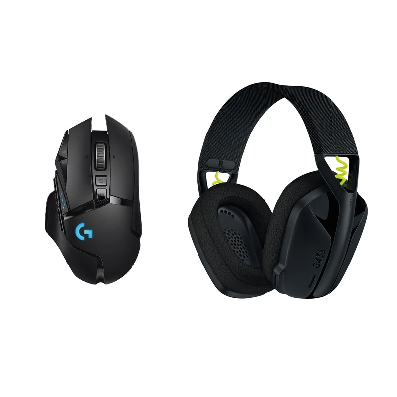 Logitech G502 LIGHTSPEED Wireless Gaming Mouse, Black, with G435 LIGHTSPEED and Bluetooth Wireless Gaming Headset, Black