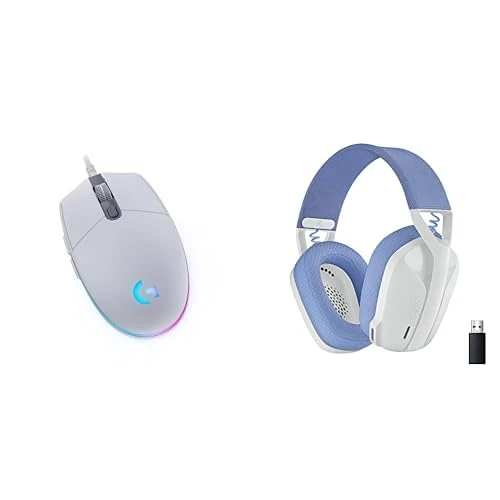 Logitech G203 LIGHTSYNC Gaming Mouse + Logitech G435 LIGHTSPEED & Bluetooth Wireless Gaming Headset, White