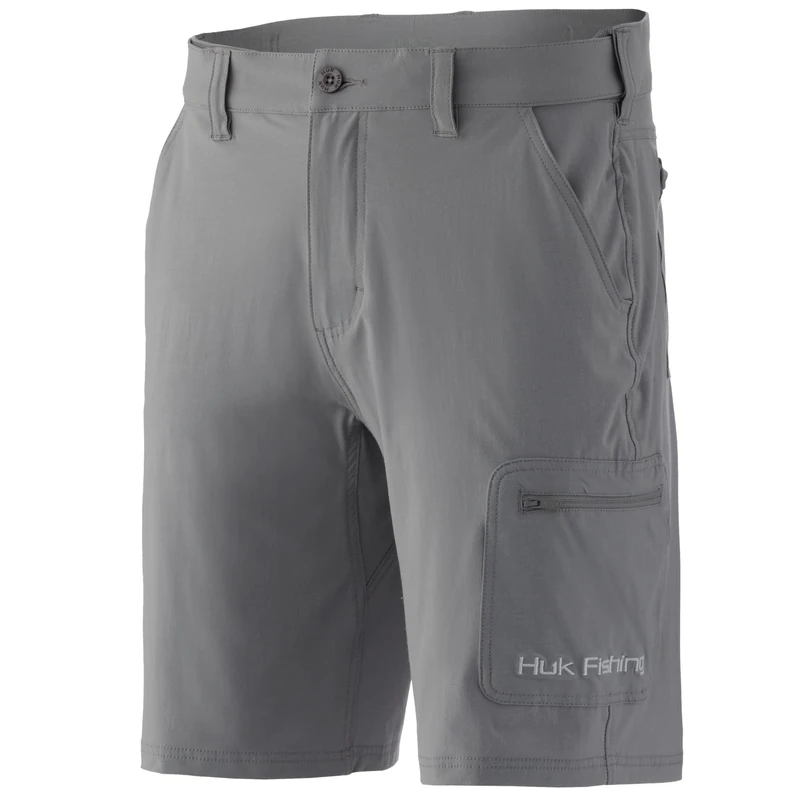 HUK Men's Next Level Quick-Drying Performance Fishing Shorts, Overcast Grey, Medium