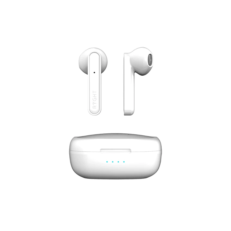 RYGHT Alfa TWS R483447 - Wireless Bluetooth Headphones with Charging Case - Up to 17 Hours Combined Listening Time - White