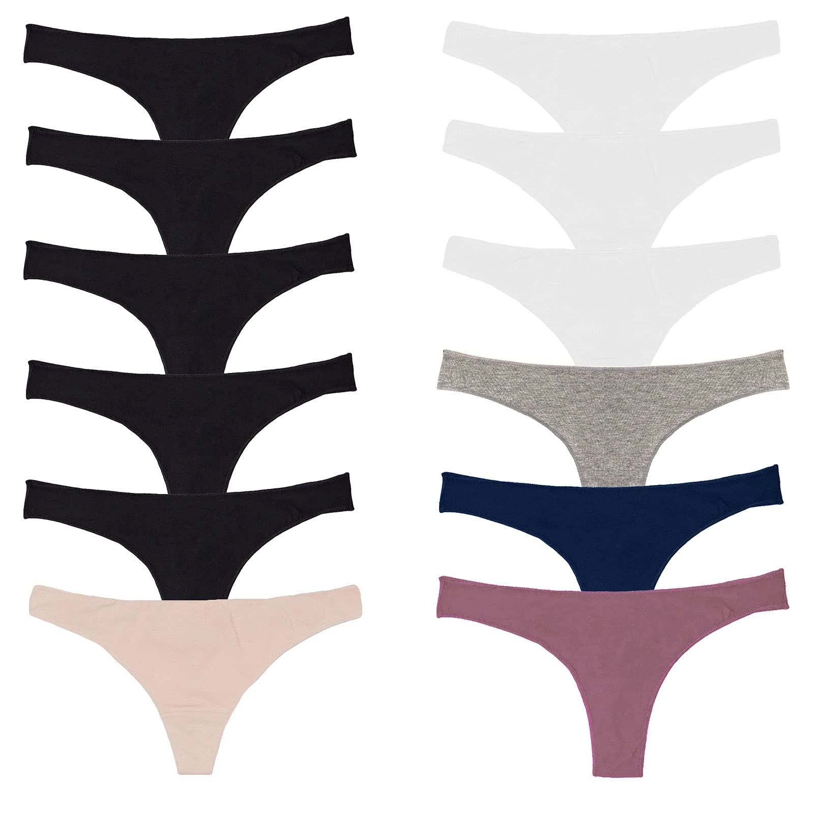 Toocool - 12-Piece Set: Stretch Thongs for Women, Tanga Briefs, and Cotton Brazilian Knickers, 100% Cotton Underwear Women in Multipack and Assorted Colours, Multipack 534-12 [S-M, Multicolour 2]
