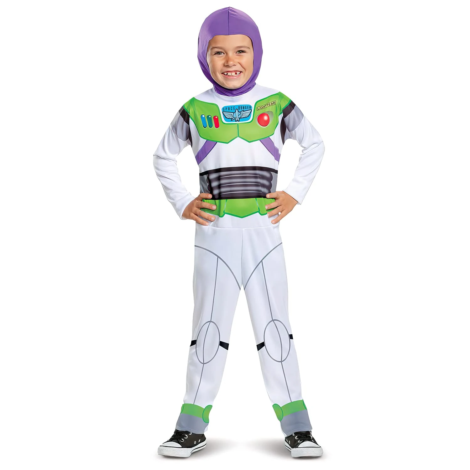 Disney Official Classic Buzz Lightyear Costume Kids, Buzz Lightyear Dress Up Onesie, Toy Story Dress Up Costume Fancy Dress, World Book Day Costumes for Boys 5-6 Years