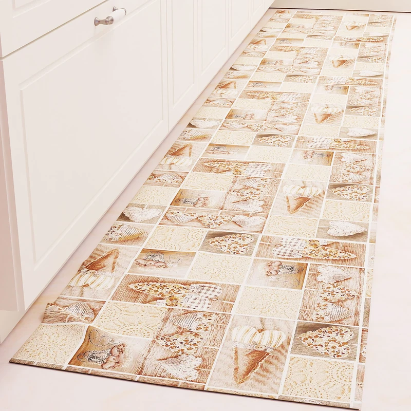 PETTI Artigiani Italiani - Rug Kitchen Runner Non-Slip and Washable 52 x 240 cm Design Lidia Beige 100% Made in Italy