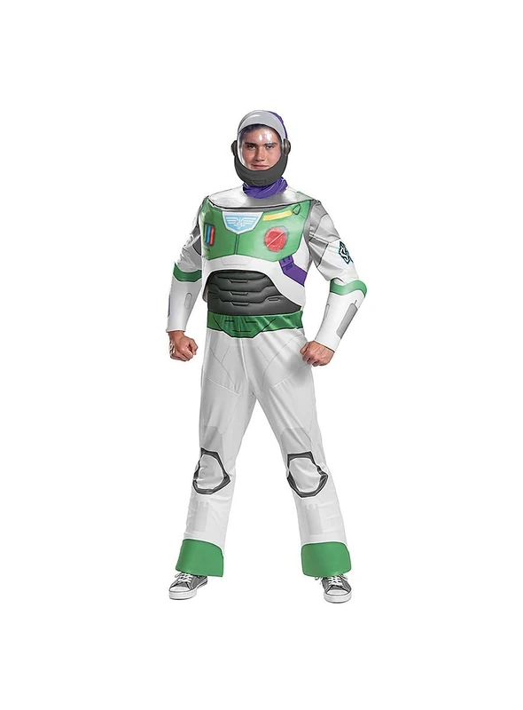 Toy Story Buzz Lightyear Costume for Adults, by Disguise, Includes Helmet with Iconic Padded Space Suit, Comfortable Fit with Detailed Design, Size 42-46