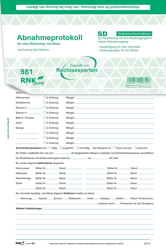 RNK 981 – A4 Record – SD, 2 x 2 Sheets, Pack of 25 - Image 1