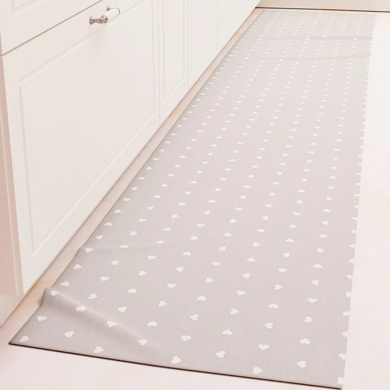 PETTI Artigiani Italiani - Kitchen Rug Runner Kitchen Non-Slip and Washable 52x340 cm Design Hearts Grey 100% Made in Italy