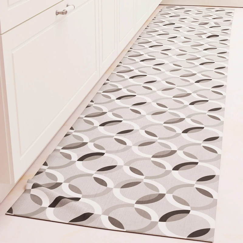 PETTI Artigiani Italiani - Kitchen Rug Runner Kitchen Non-Slip and Washable 52x340 cm Design Circle Grey 100% Made in Italy