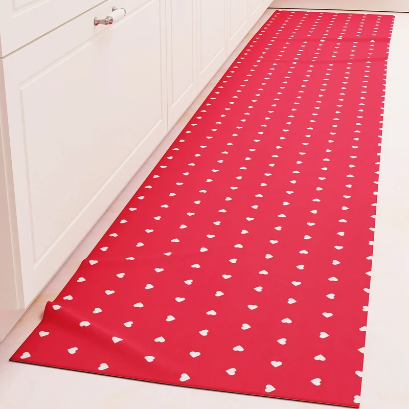 PETTI Artigiani Italiani - Kitchen Rug Non-Slip Washable 52 x 340 cm Heart Design Red 100% Made in Italy