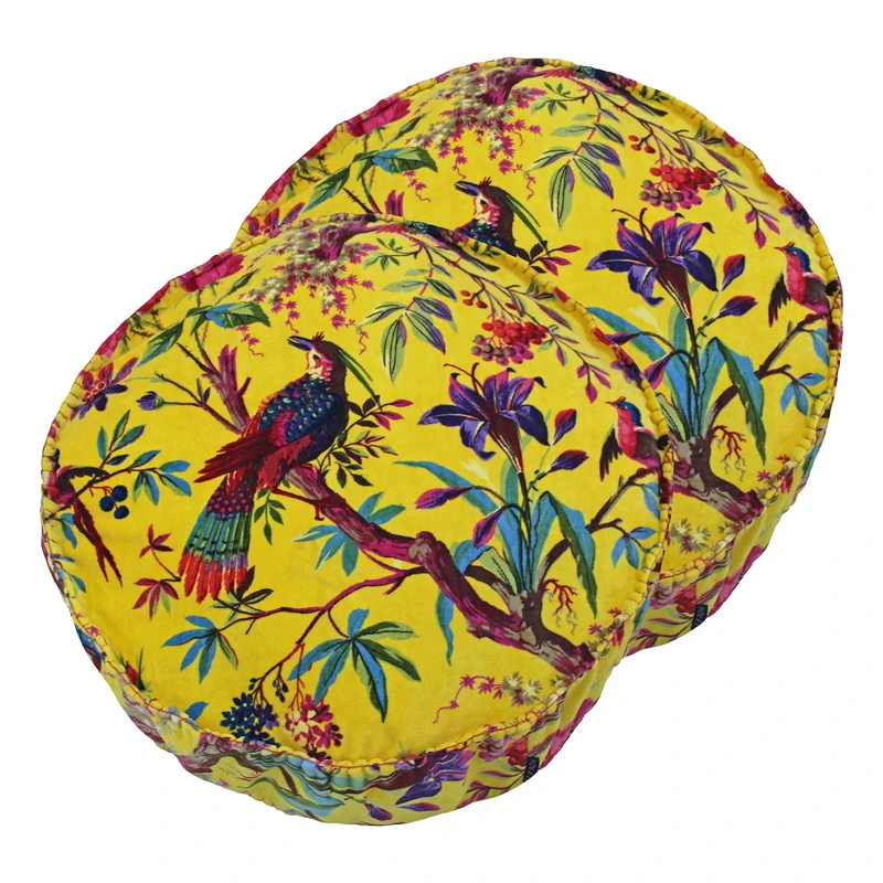 Paoletti Paradise Polyester Filled Cushions (Twin Pack), Yellow, 50 x 12cm