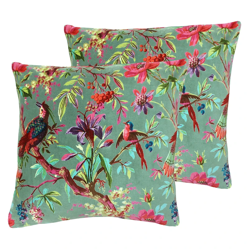 Paoletti Paradise Feather Filled Cushions (Twin Pack), Mineral, 50 x 50cm