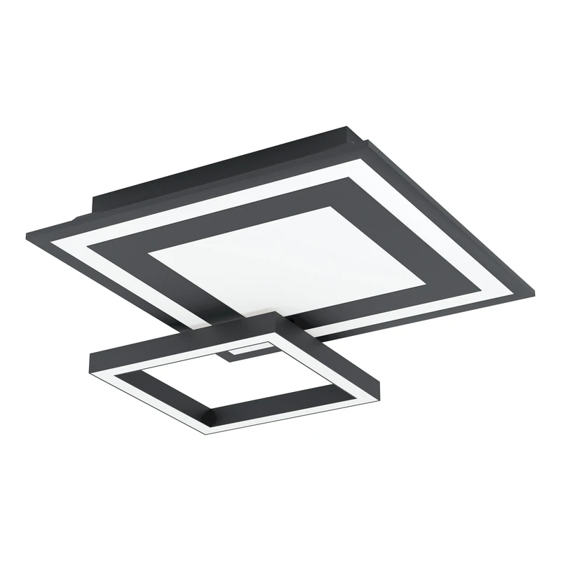 Eglo Connect.z Smart Home LED Ceiling Light Panel Savatarila-Z, Zigbee Lighting, app and Voice Control, White tunable Lights (Warm - Cool White), RGB, dimmable, Black Metal