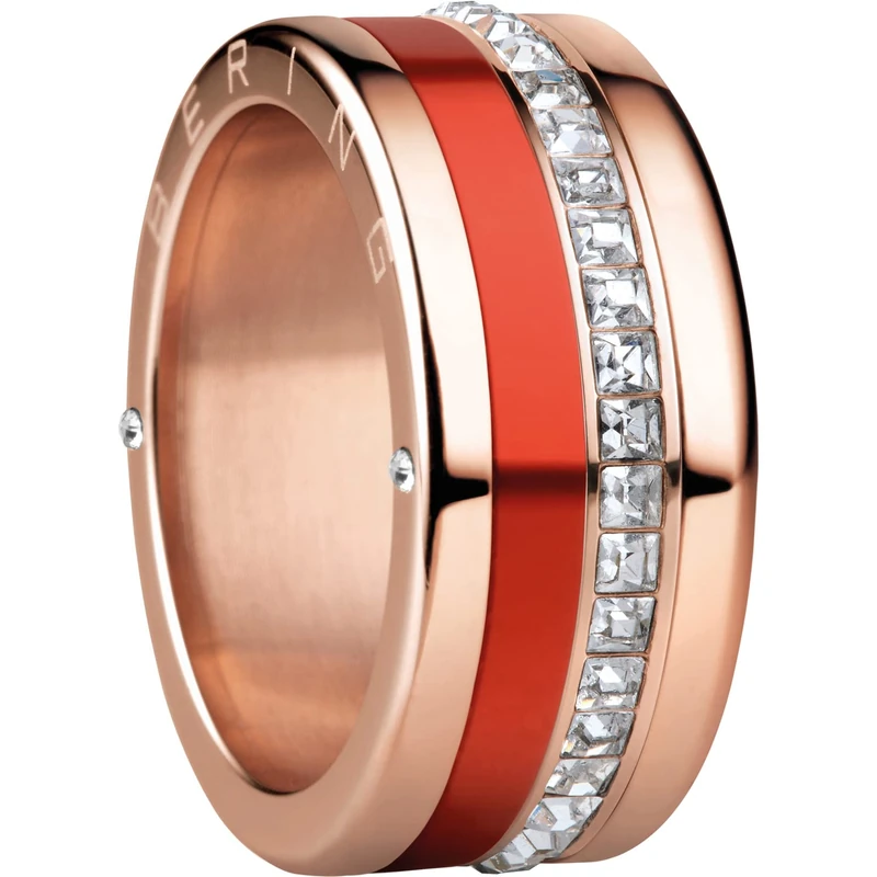 BERING Exchangeable Ring Combination for Women in Rose Gold and Red with the Distinctive Twist and Change System, Nile