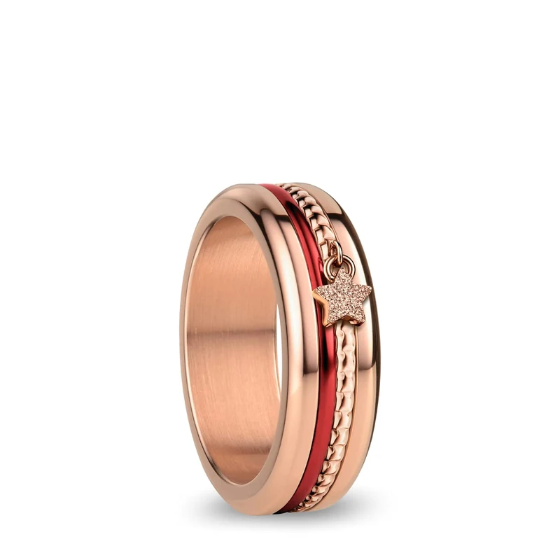 BERING Exchangeable Ring Combination for Women in Rose Gold and Red with the Distinctive Twist and Change System, Murray