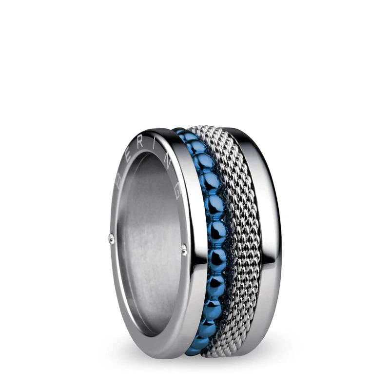 BERING Exchangeable Ring Combination for Women in Silver and Blue with the Distinctive Twist and Change System, Mississippi