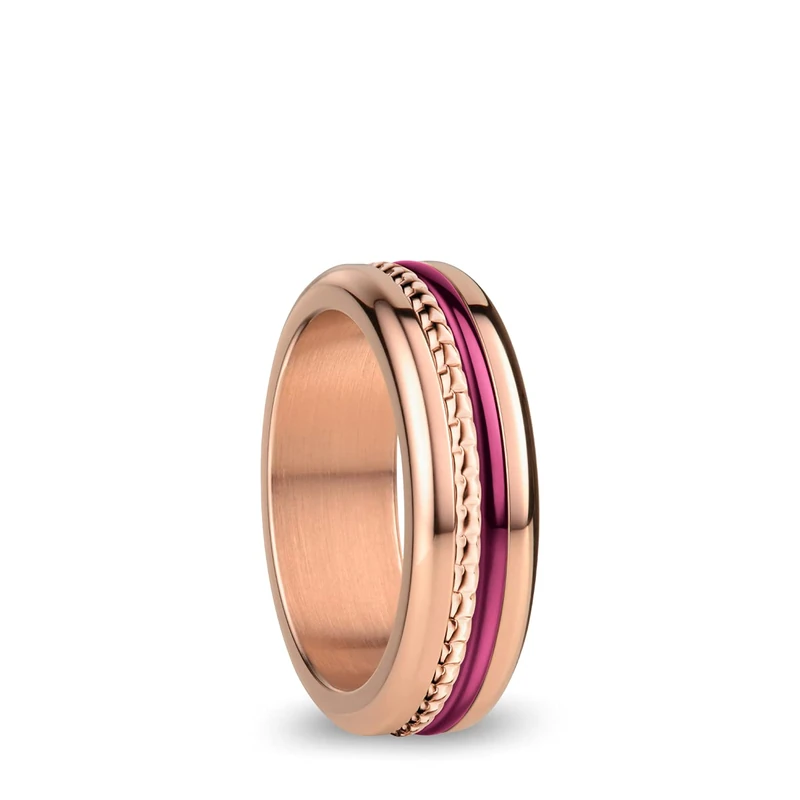 BERING Exchangeable Ring Combination for Women in Rose Gold and Purple with the Distinctive Twist and Change System, Tigris