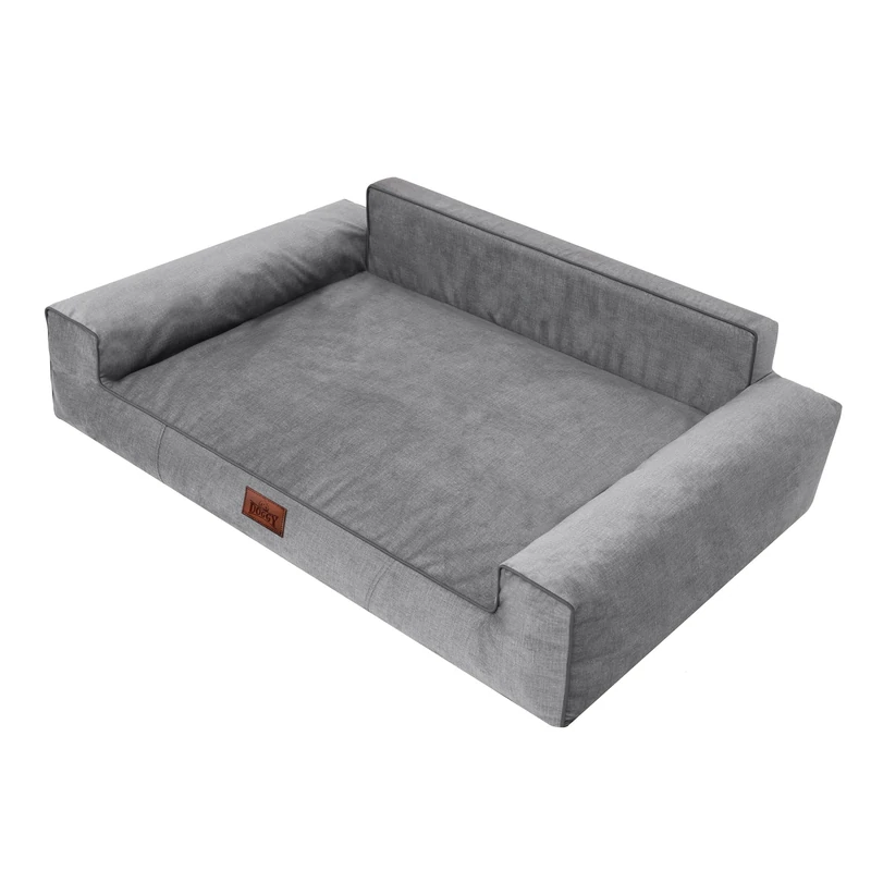 HOBBYGARDEN Dog Bed Cushion Pet Bed Dog Sofa Dog Couch Lounger Sofa Dog Basket Pet Bed Soft Grey 98 x 66 cm
