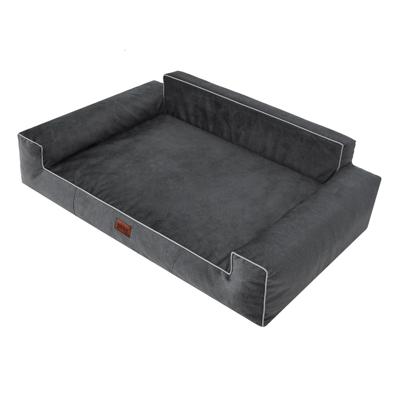 HOBBYGARDEN Dog Bed, Cushion, Pet Bed, Dog Sofa, Dog Couch, Lounger, Sofa, Dog Basket, Pet Bed, Soft, Black, 116 x 78 cm