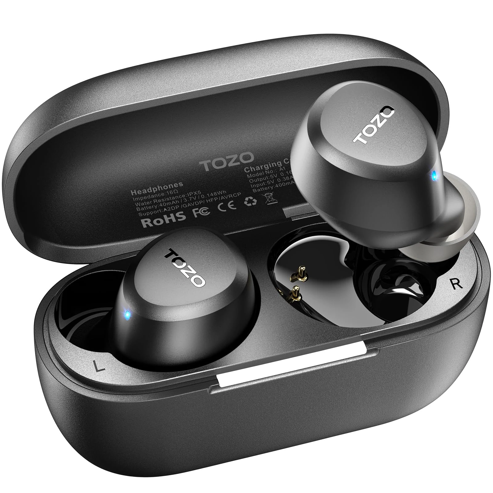 TOZO A1 Wireless Earbuds, Bluetooth 5.3 Earphones, Support APP EQ Setting, 30H Long Playtime, Ear Buds with HiFi Stereo Sound, Light-Weight Wireless Earphones, IPX5 Waterproof