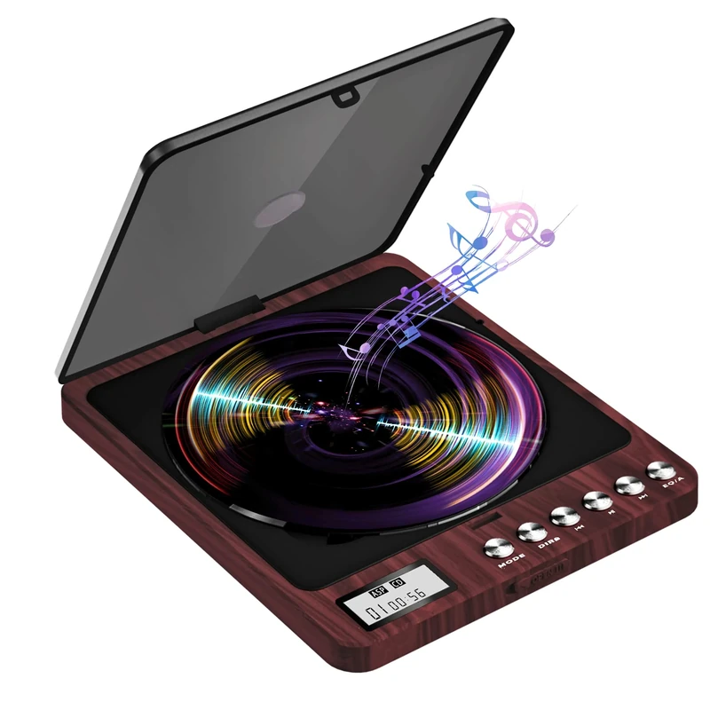 Portable CD Player with Speaker, Rechargeable Personal CD Player Portable Built-in Speaker with Double Headphones Jack 2000mAh Battery Anti Shockproof LCD Display for Home Car Adults Students Kids