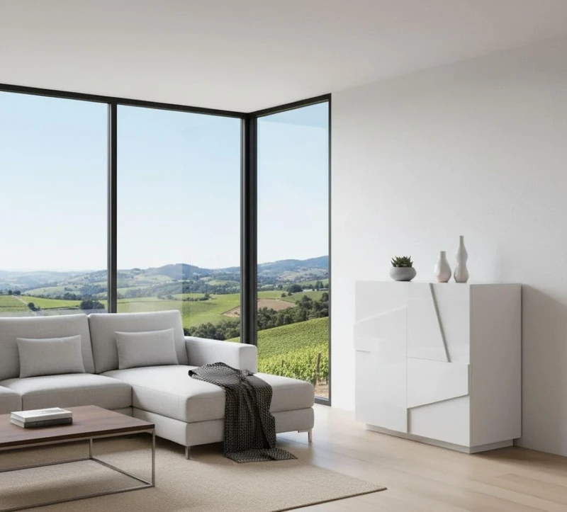 Dmora - Sideboard Raoul, Kitchen sideboard with 2 doors, Living room buffet, 100% Made in Italy, cm 81x44h86, Glossy white