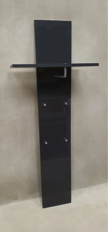 Dmora - Entrance Furniture Omer, Modern multifunction entrance hall, Multipurpose cabinet for entrance hall, 100% Made in Italy, cm 50x27h140, Glossy Anthracite