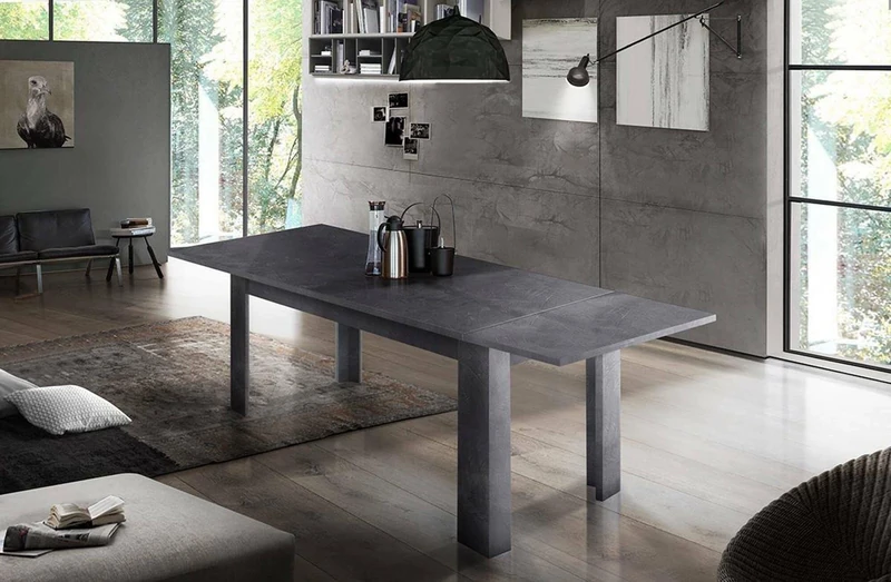 Dmora - Extendable Table Natan, Extendable console up to 12 seats, 100% Made in Italy extendable console, cm 160/210x90h75, Slate