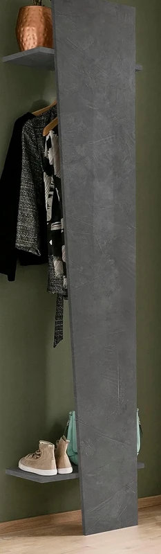 Dmora - Entrance Furniture Sante, Modern multifunction entrance hall, Multipurpose cabinet for entrance hall, 100% Made in Italy, cm 50x30h200, Slate