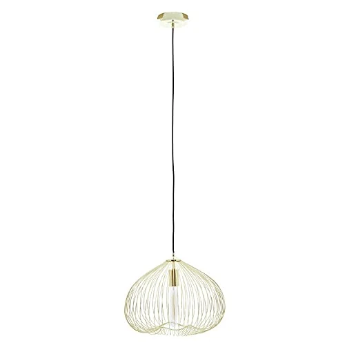 Premier Housewares 1 Bulb Gold Finish Pendant Light Contemporary Style Ceiling Light For Living Room Dining Room Bedroom And Hallway Gold Finish Sleek Design 38 x 150 x 38