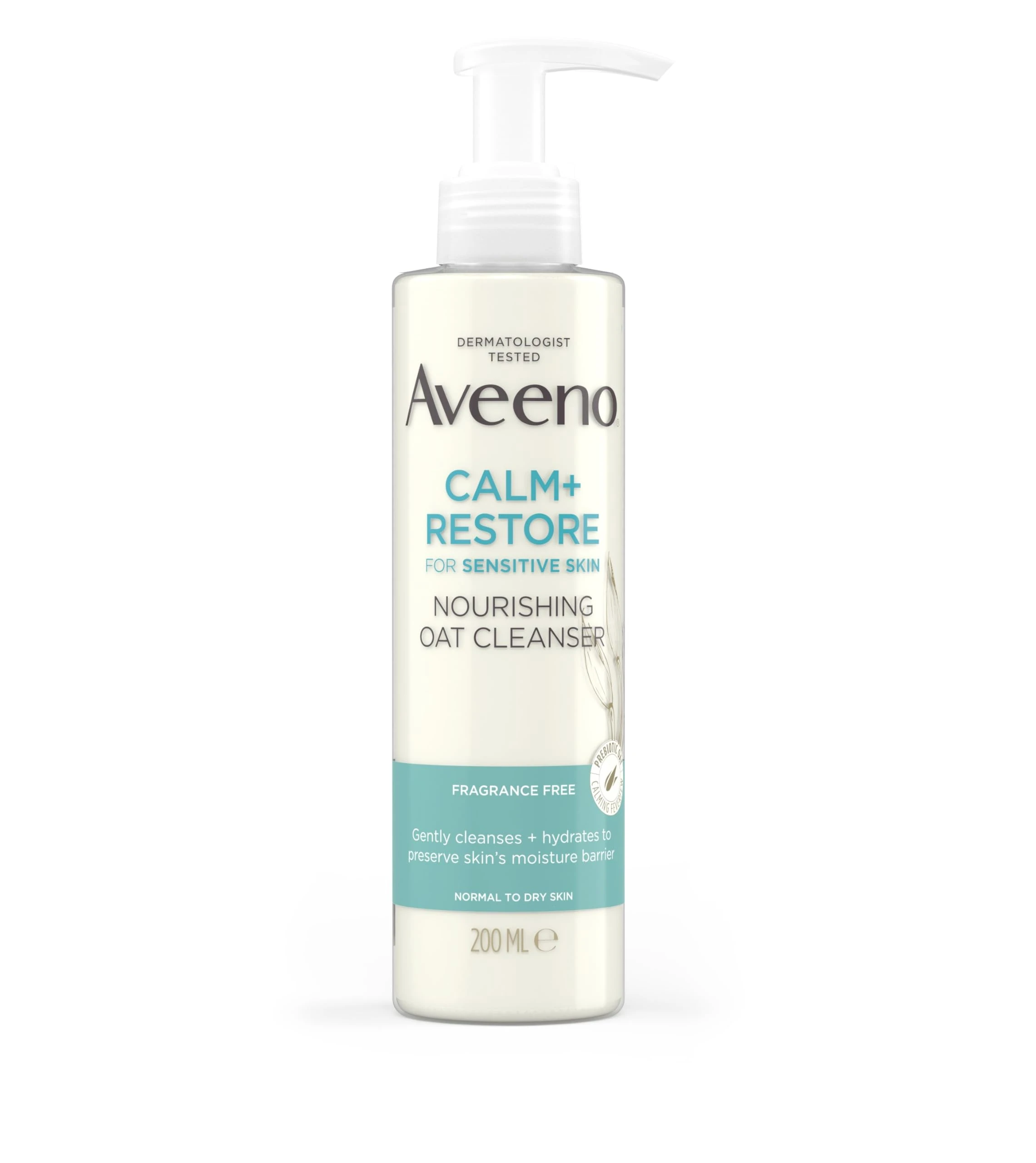 AVEENO Face CALM+RESTORE Nourishing Oat Cleanser (1x 200ml), Non-Foaming Face Care, Gentle Cleanser with Prebiotic Oat and Calming Feverfew, Helps Preserve Skin's Barrier, For Sensitive Skin