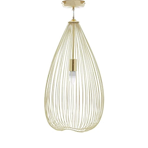 Premier Housewares Chandelier/Ceiling Light Gold Oval Shaped Pendant Lights For Ceiling/Hallway/Living Room Robust Iron Hanging Lighting For Halls/Bedroom 32 x 177 x 32