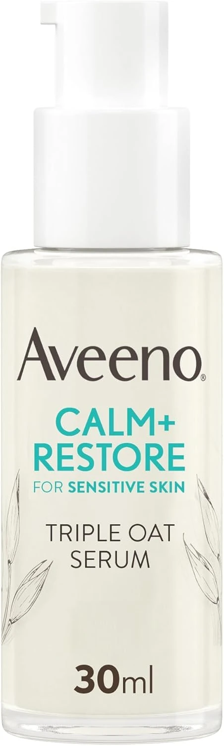 AVEENO Face CALM+RESTORE Triple Oat Serum (1 x 30ml), Instantly Smoothing Face Serum with Triple Oat Complex and Calming Feverfew for Fortified Skin, 24h Moisturisation, Face Care for Sensitive Skin
