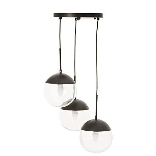 Premier Housewares Chandelier/Ceiling Light Small Black Pendant Lights For Ceiling/Hallway/Living Room 3 Bulb Hanging Lighting For Halls/Bedroom 45 x 180 x 45