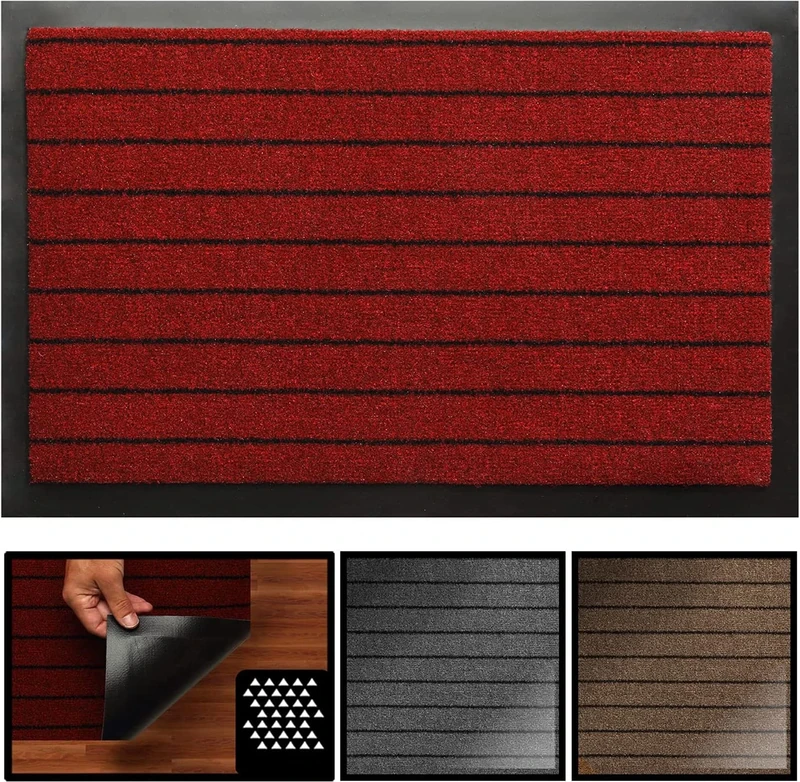 LucaHome – Nevada Home Entrance Doormat, Non-Slip, Waterproof, Washable, Anti-Bacterial, Hallway, Kitchen, Bedroom, Indoor and Outdoor Doormat (Red, 120 x 180 cm)