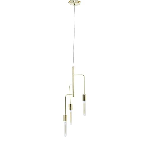 Premier Housewares 3 Bulb Gold Finish Pendant Light Contemporary Style Ceiling Light For Living Room Dining Room Bedroom And Hallway Modern Sleek Design 25 x 175 x 25