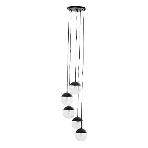 Premier Housewares Chandelier/Ceiling Light Small Black Pendant Lights For Ceiling/Hallway/Living Room 5 Bulb Hanging Lighting For Halls/Bedroom 45 x 180 x 45