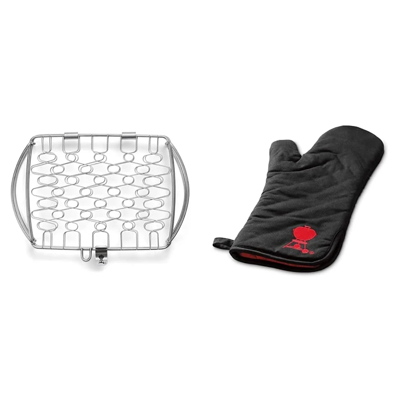 Grilling Basket, Small, Stainless Steel, fits Gas Grills from Q™ 1000 Series and up and 37cm Charcoal Grills and up & Premium Grill Mitt