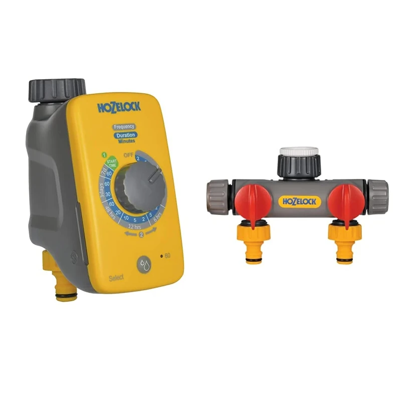 Hozelock Ltd Hozelock Select Controller Water Timer, Standard & 2252 0000 2-Way Tap Connector